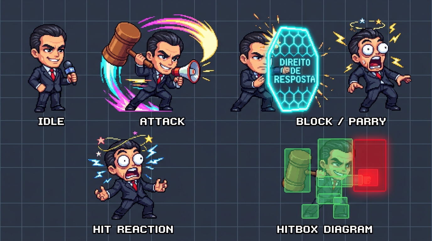 Folha de Sprites: Poses de Combate Rubber-Hose